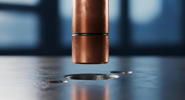Copper Cylinder Levitating Above a Hole Industrial Design photo