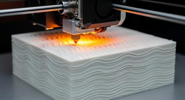 3D Printing Process Modern Technology Creating Wavy Pattern photo