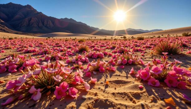 blossoms sparkle beneath the scorching sun, transforming desert dunes into radiant fields of color. photo
