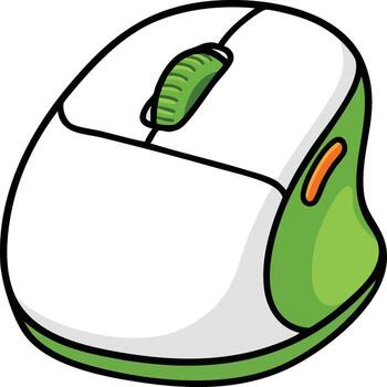 Computer mouse with green and white design simple illustration for technology and office use digital tool vector