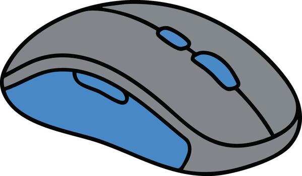 computadora ratón dispositivo con azul y gris color esquema ergonómico diseño ilustración vector