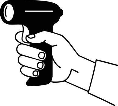 Hand holding infrared thermometer device for temperature measurement illustration simple design vector