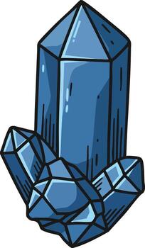 Blue crystal cluster mineral gemstone illustration with sharp edges and reflections art vector
