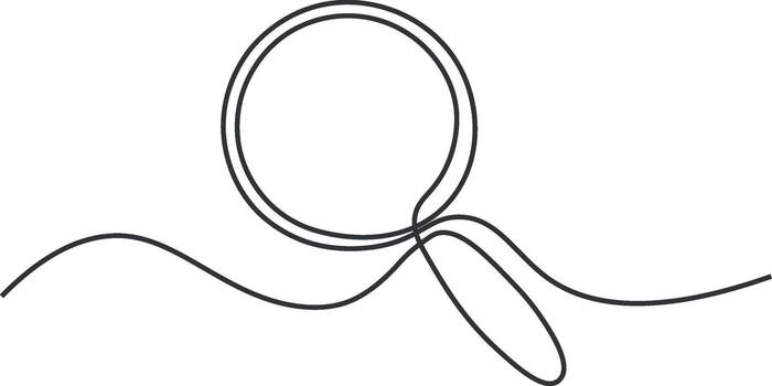 Continuous single line drawing of hand holding magnifying glass, line art illustration, Magnifying Glass continuous line drawing with color shapes, Magnifying Glass vector