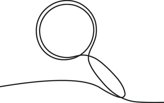 Continuous single line drawing of hand holding magnifying glass, line art illustration, Magnifying Glass continuous line drawing with color shapes, Magnifying Glass Continuous Line Icon vector