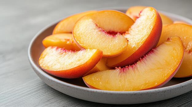 A bowl of sliced peaches photo