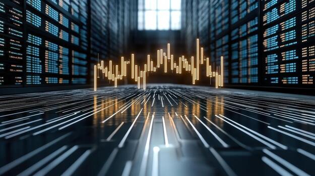 A data center with a graph on the floor photo