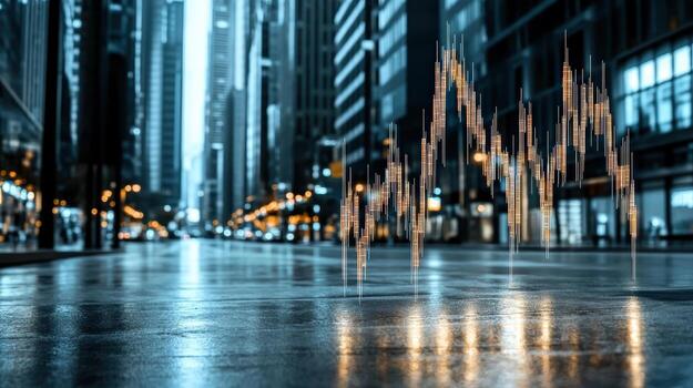 A city street with a stock chart on it photo