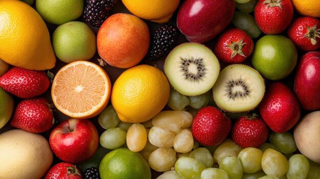 un manojo de diferente frutas y vegetales foto