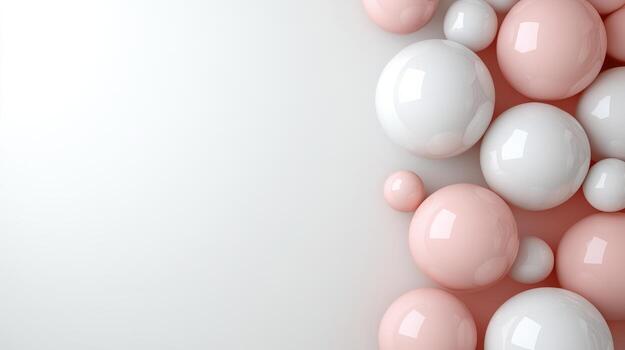 3d rendering of pink and white balls on a white background photo