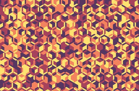 Abstract geometric background. Warmtoned, isometric cube pattern creates a dynamic, visually engaging texture. Ideal for website banners, presentations, or textile design. vector