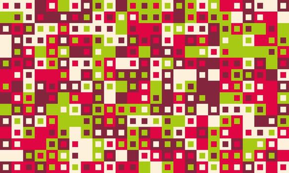 Abstract geometric pattern featuring vibrant red, green, and cream squares. Ideal for website backgrounds, textile prints, or modern design projects. vector