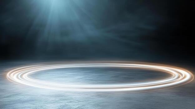 An empty ring with light shining through it photo