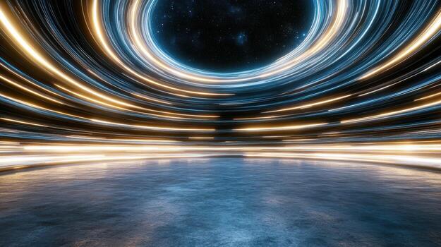 Abstract space background with light trails photo