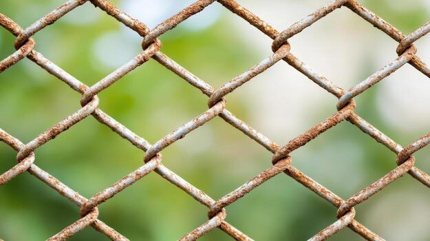 A close up of a rusty chain link fence photo