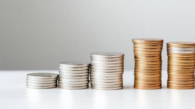 un apilar de monedas y un bar grafico foto