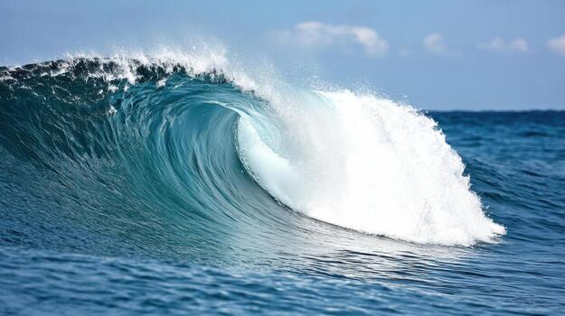 A large wave is breaking on the ocean photo