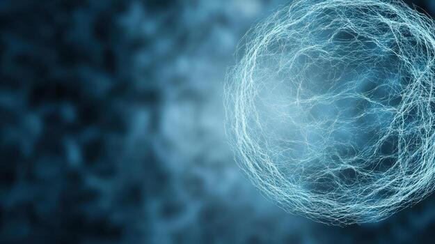 A blue sphere with wires and wires photo