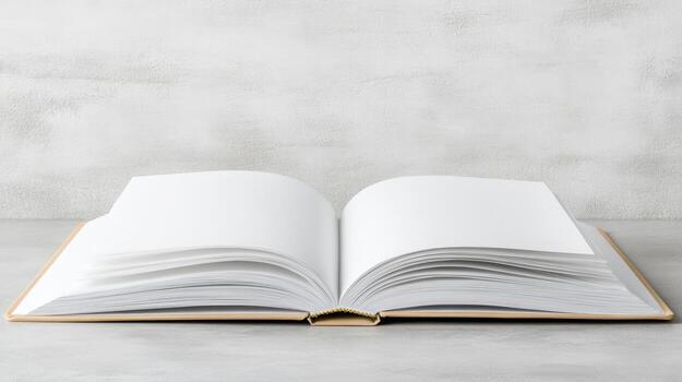 Open book on concrete background photo