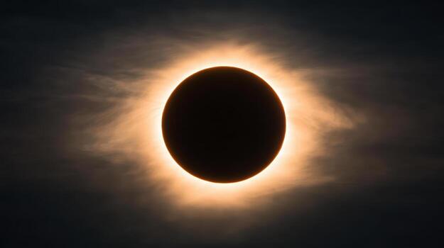 The sun is seen through a partial solar eclipse photo