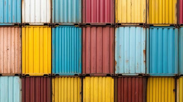Colorful shipping containers stacked up against each other photo