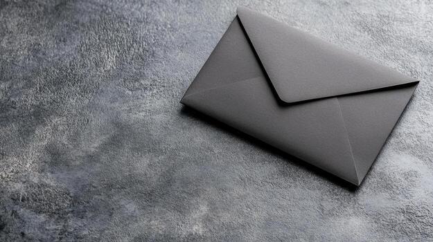 An open gray envelope on a gray background photo