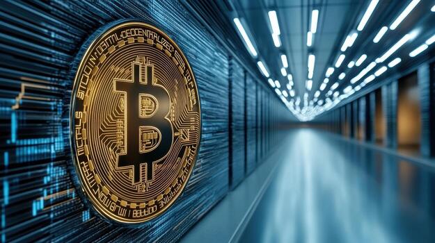 Bitcoin in the dark corridor photo
