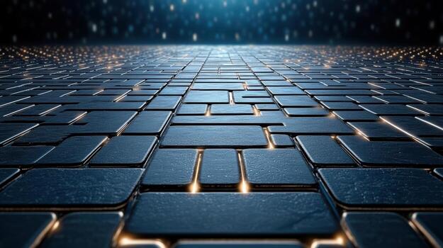 Abstract background with glowing lights and shiny tiles photo