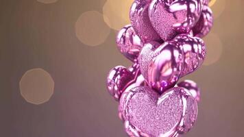 reluciente rosado corazones graciosamente apilar y influencia en un fascinante movimiento secuencia, exhibiendo el belleza de amor y afecto en un cautivador monitor video