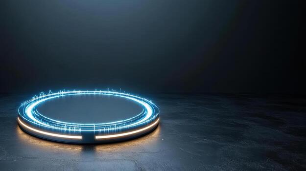 un brillante circular objeto en un oscuro piso foto