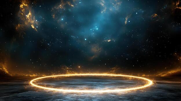 An image of a ring in the sky with stars photo