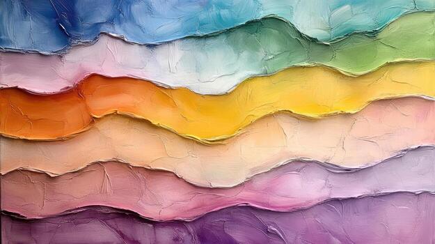 An abstract painting with waves of different colors photo