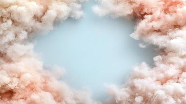 Clouds on a blue background with a circle in the middle photo