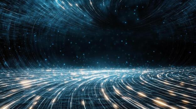 Abstract space background with light trails and stars photo