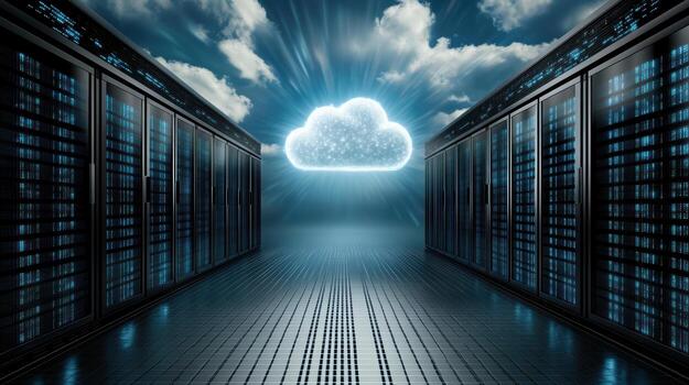 Cloud computing in data centers photo
