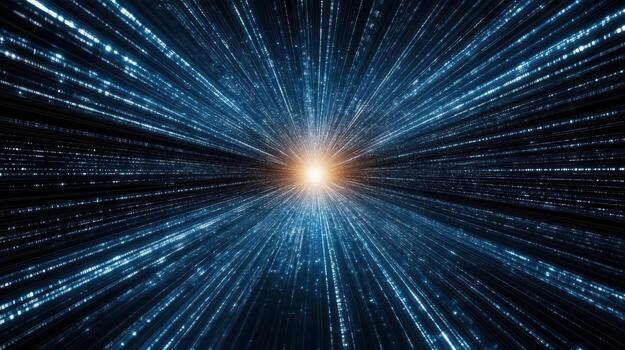 Abstract space background with binary code and light photo