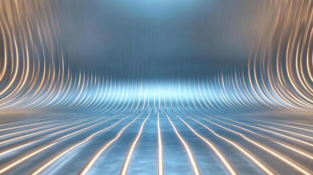 Smooth lines create futuristic atmosphere with glowing edges and serene blue background photo