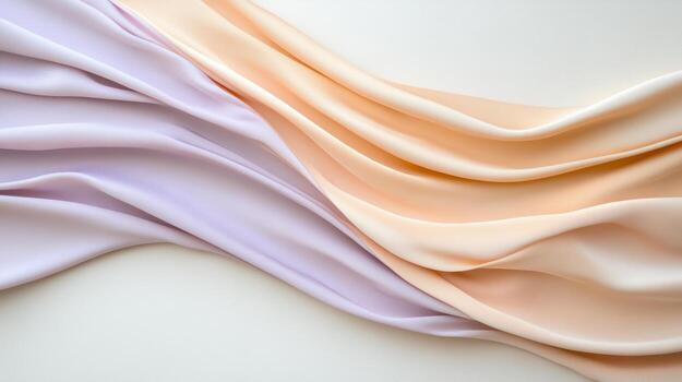 Soft silk folds in lavender and peach create elegant texture and flow photo