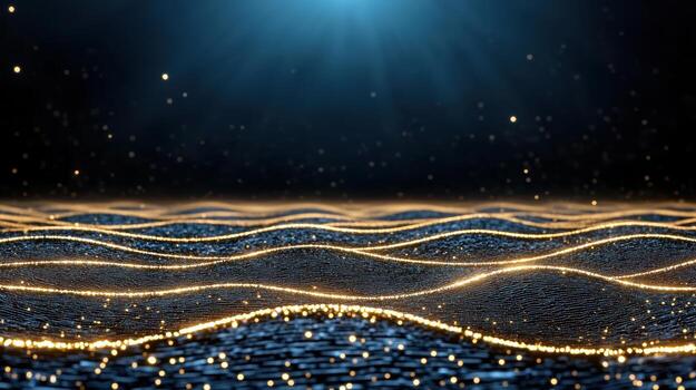 Glowing waves of light create mesmerizing effect dark environment, evoking sense of tranquility photo