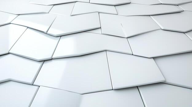 Glossy white tiles arranged in geometric pattern create modern and sleek surface photo