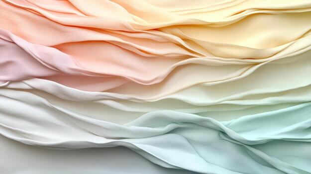 A colorful fabric with waves and folds photo
