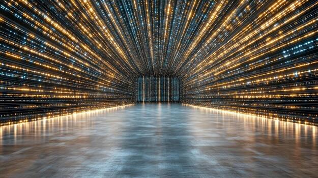 A tunnel with lights and data lines photo