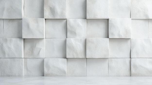 White wall with square blocks of stone photo