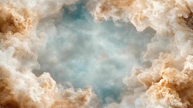 Clouds in the sky with a circle in the middle photo