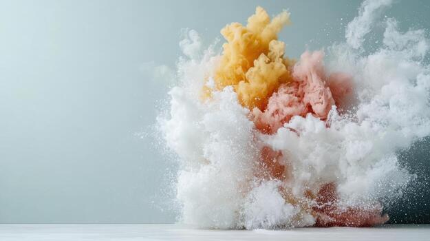 Colorful powder exploding on a table photo