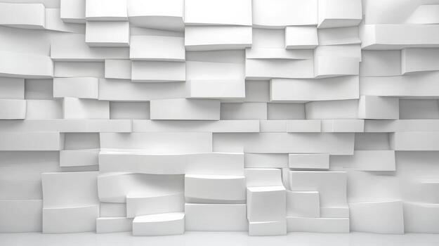 3d representación de un blanco pared con cubitos foto