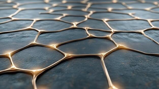 A close up of a gold mesh with lights photo