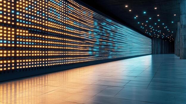 A long hallway with many lights on it photo