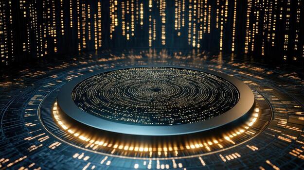 A circular object with glowing lights on it photo