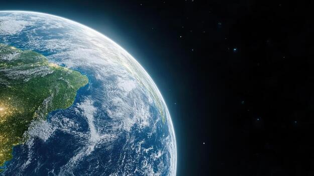 Earth from space with stars and moon elements of this image furnished by nasa photo